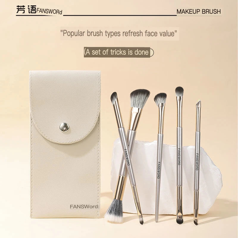 5-Set Double-Ended Eyeshadow & Concealer Brush Kit Makeup Brush Set QXL
