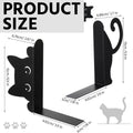 Cute Cat Metal Bookends | Decorative Iron Book Stopper Pair Decorative Bookends QXL Black