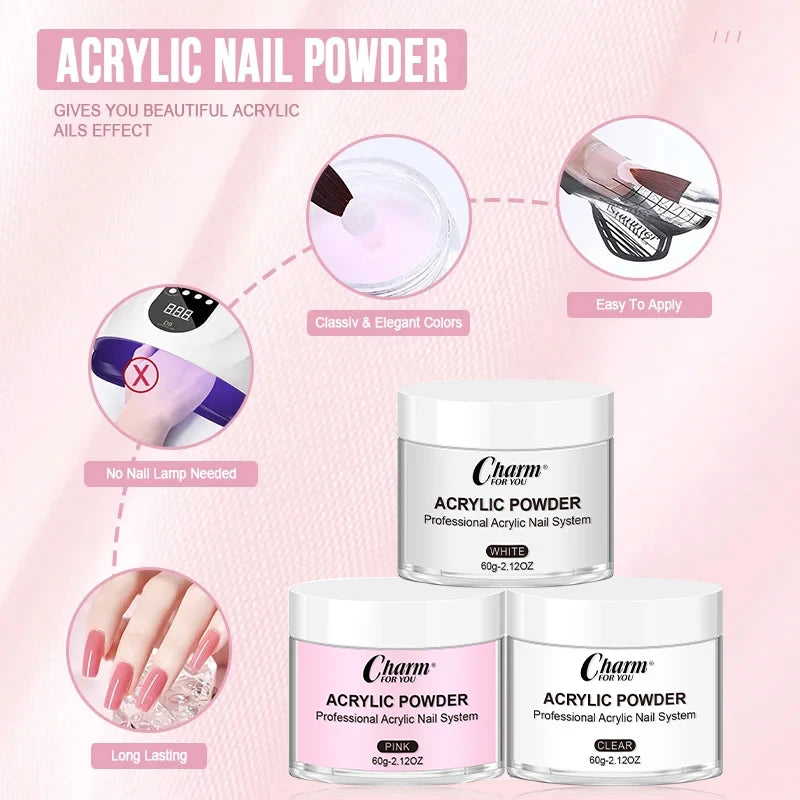 60g Acrylic Crystal Nail Powder – French Manicure & Extensions Acrylic Nail Powder QXL