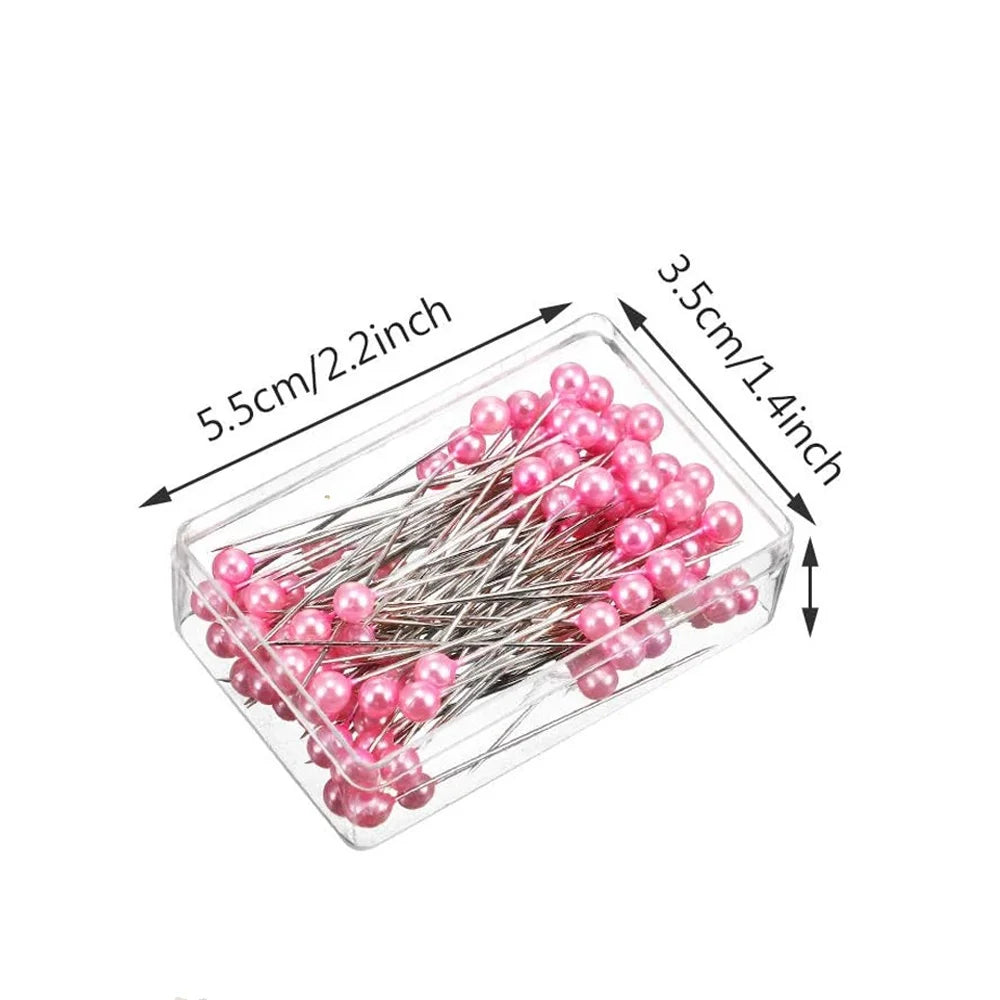 100-Pack Pearl Head Sewing Pins | 12 Colors Stainless Steel Sewing Pins QXL