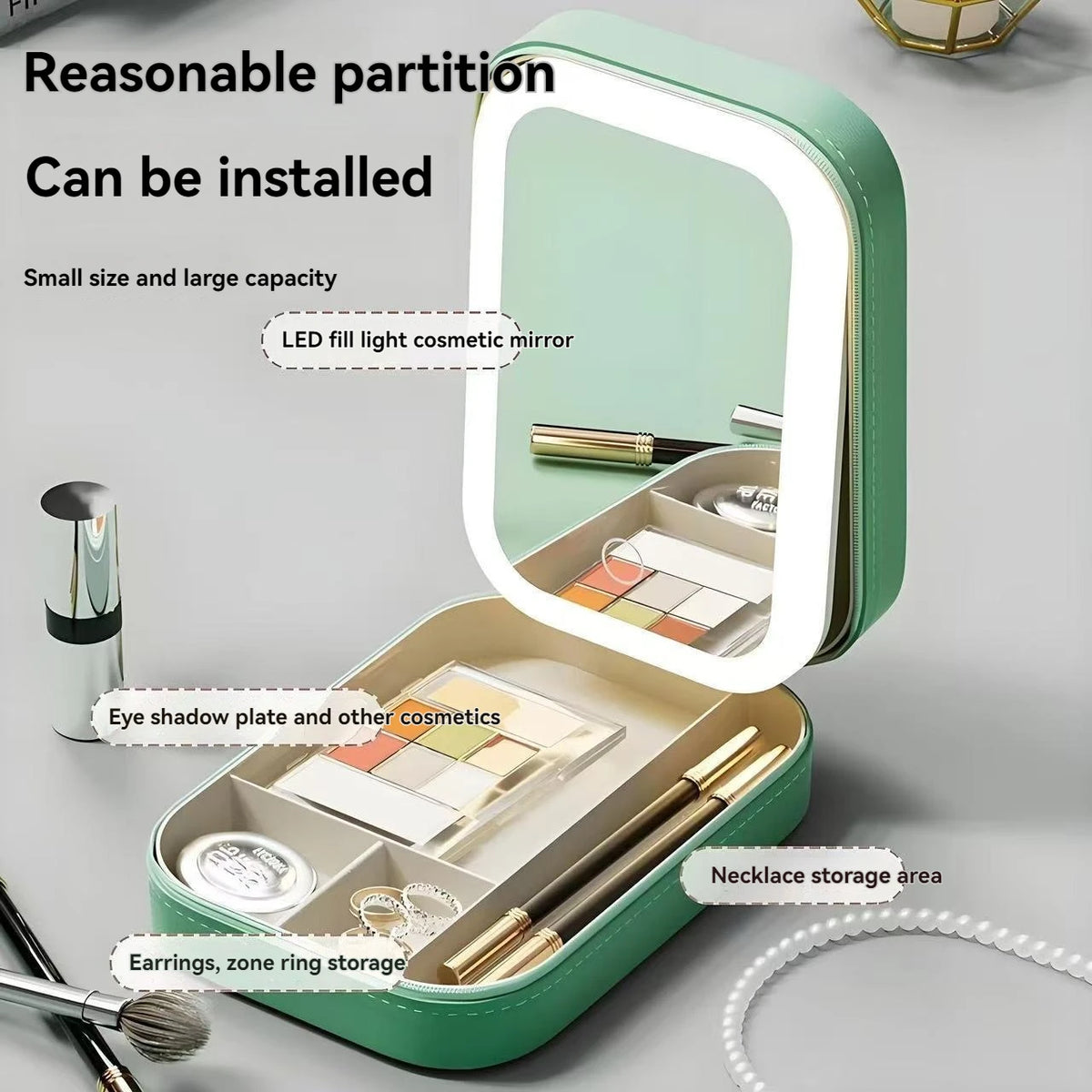 Portable Lighted Makeup Mirror Storage Case | Travel & Home Lighted Makeup Mirror QXL