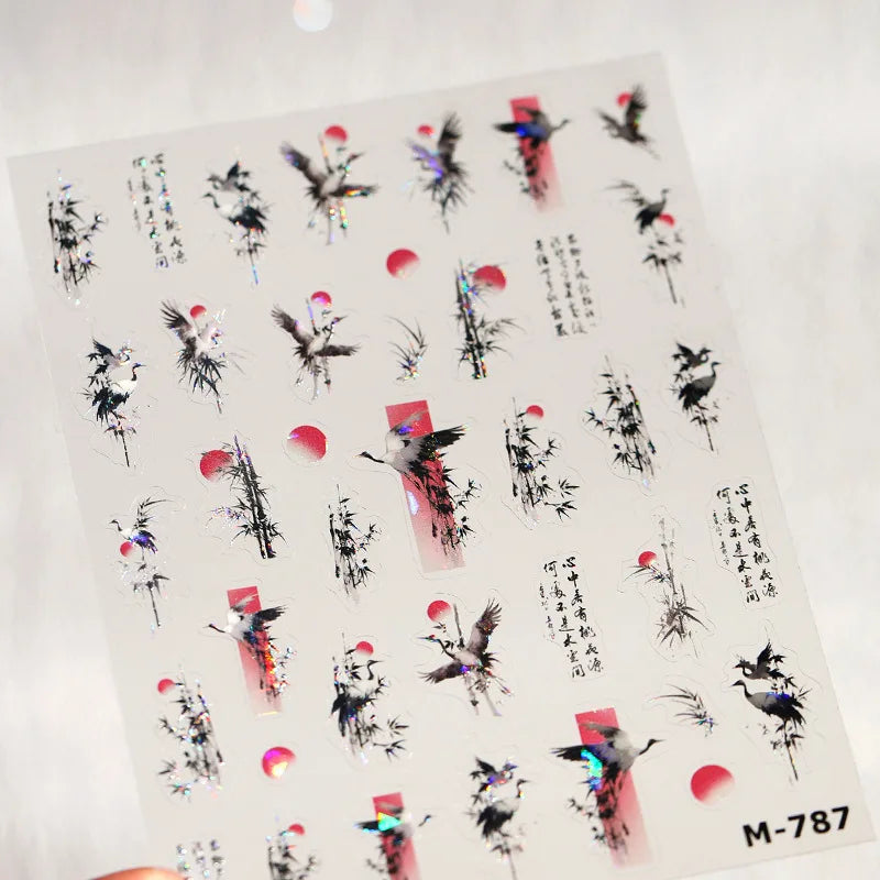 5D Nail Art Stickers – Floral Butterfly Peach Blossom Decals Nail Art Stickers QXL