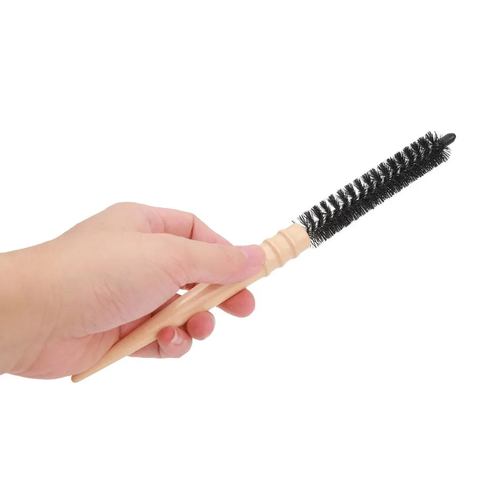 Mini Round Hair Brush – Wooden Handle Detangling Styling Comb Round Hair Brush QXL