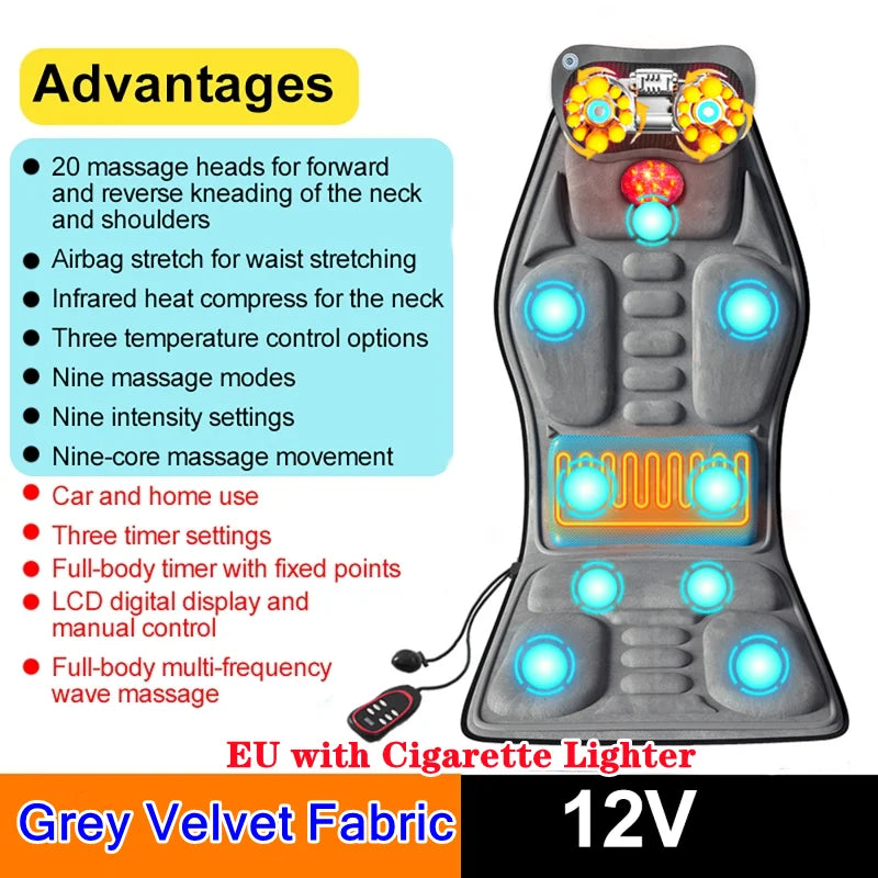 Dreamburgh Heated Seat Massage Cushion | Airbag Lumbar Support Massage Seat Cushion QXL E EU PLUG