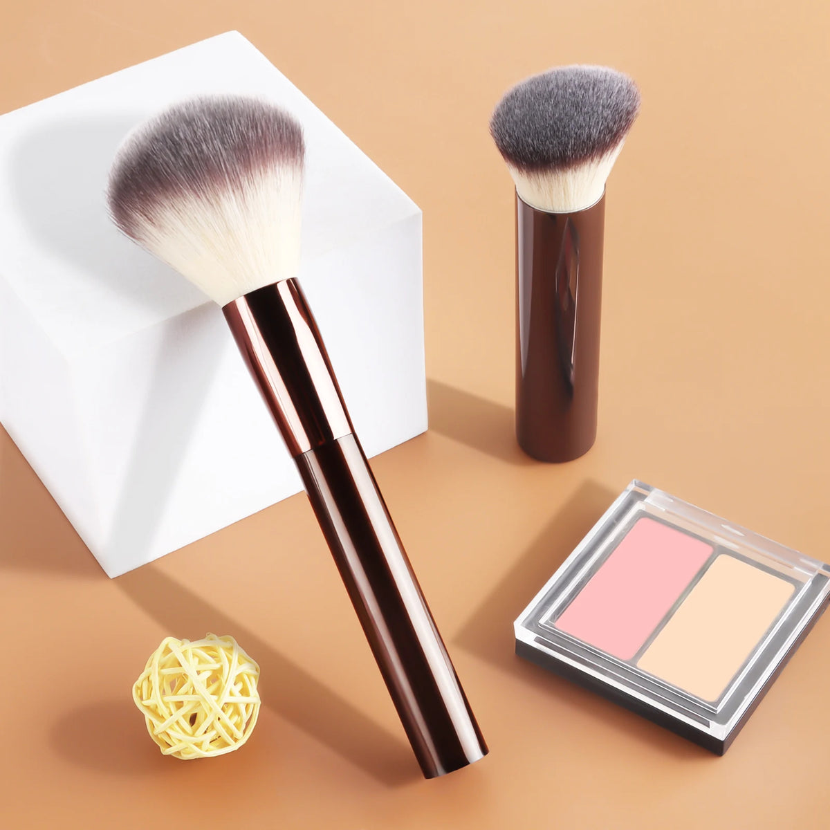 Ronshadow 2-Pc Powder & Contour Makeup Brush Set Makeup Brush Set QXL