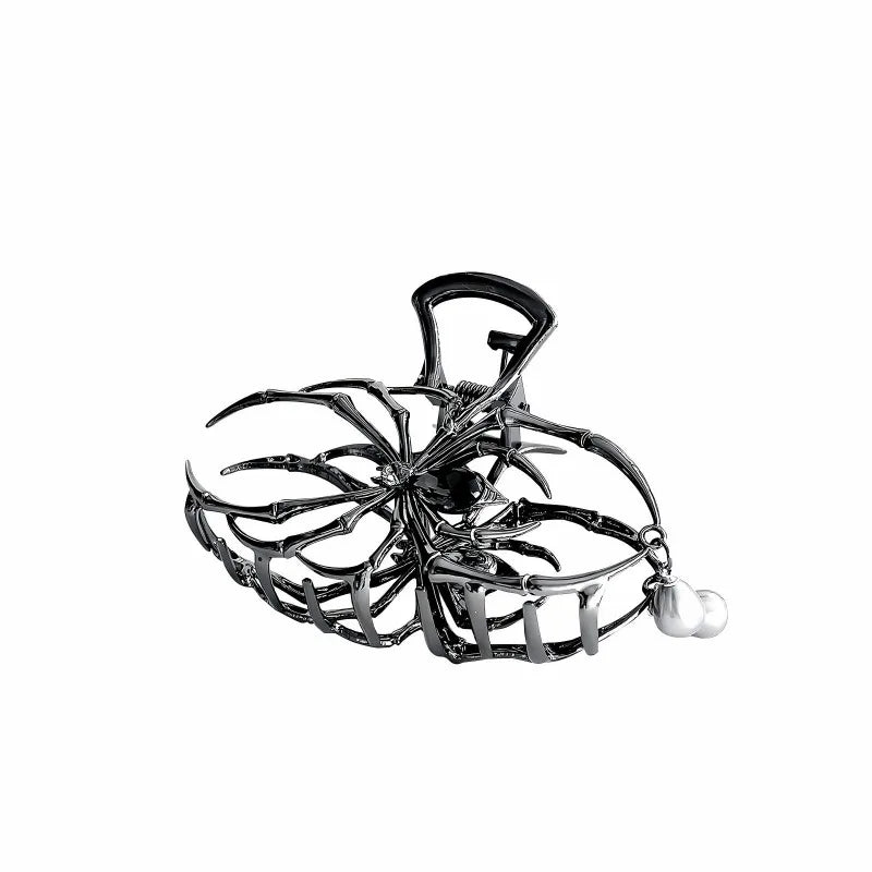 Gothic Spider Hair Claw Clip | Metal Pearl Shark Clip Gothic Hair Clip QXL