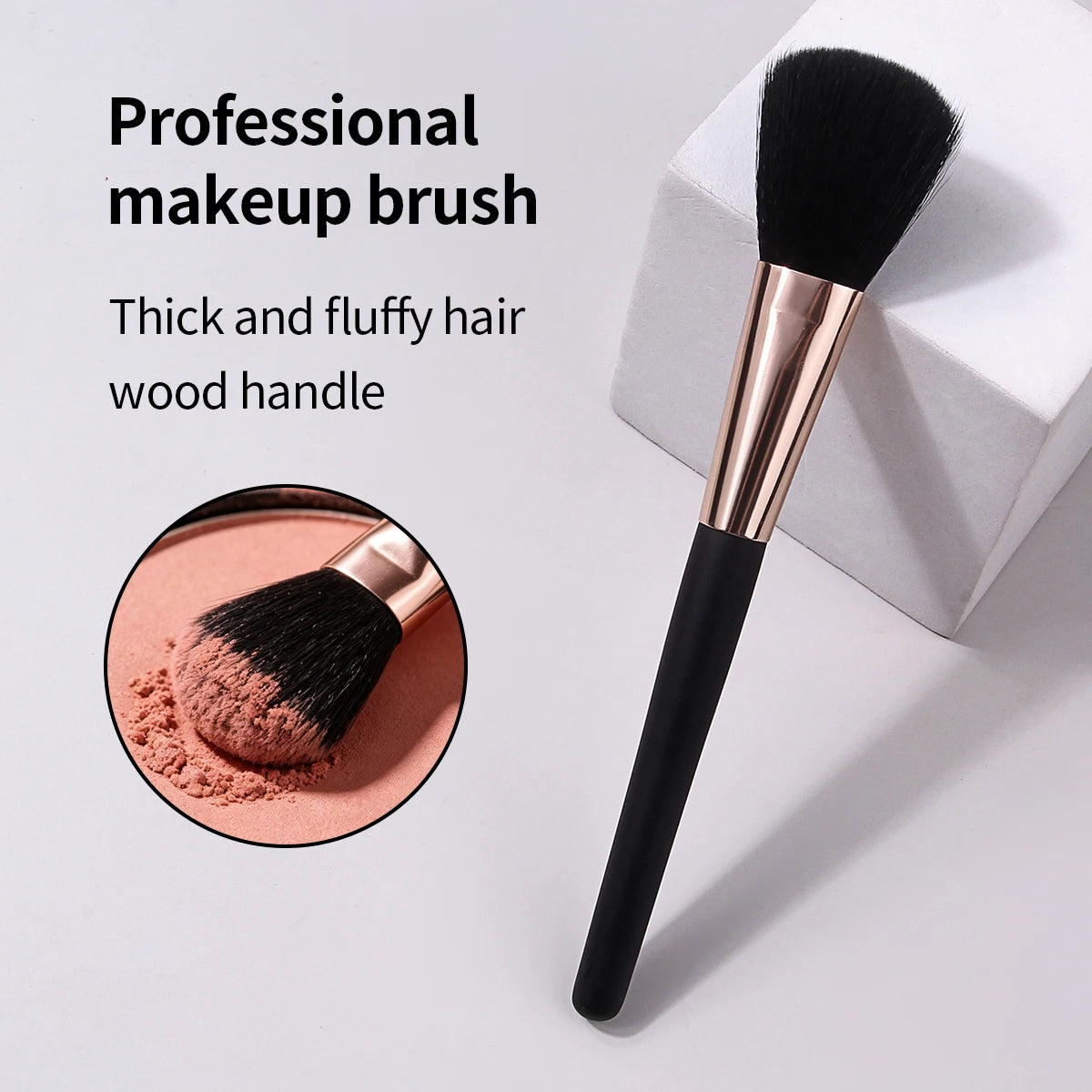 KOSSHOW Fluffy Blush Brush – Soft Nylon & Wood Handle Blush Makeup Brush QXL