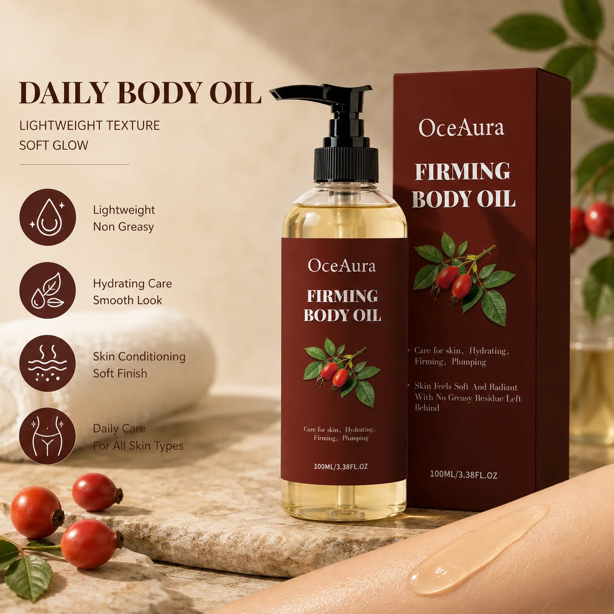 Daily Body Oil Moisturizer – Fast-Absorbing & Radiant 100ml Body Oil Moisturizer QXL