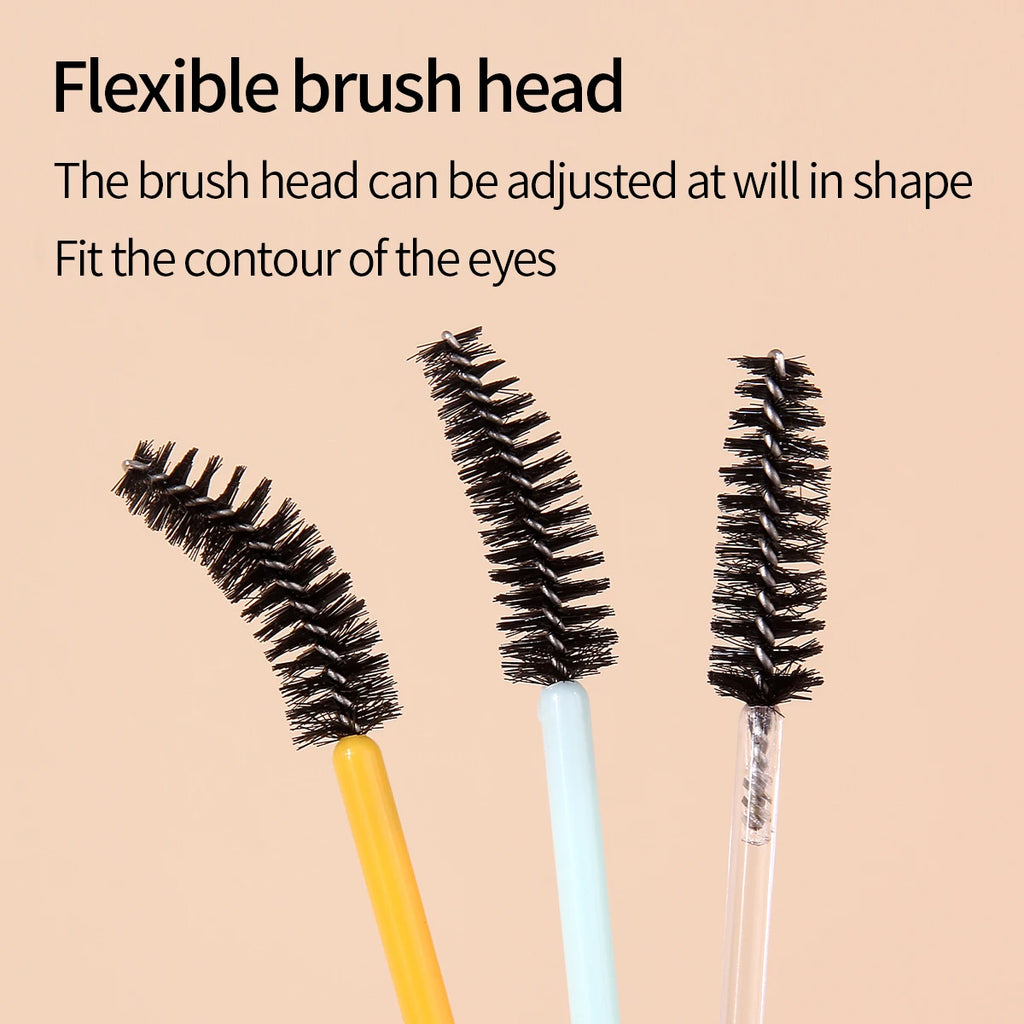 25-Pack Disposable Spoolie Eyelash & Eyebrow Brushes – Bendable Disposable Spoolie Brush QXL
