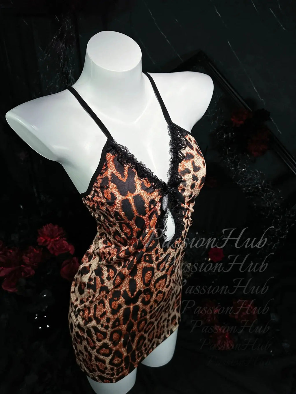 Leopard Print Lace Wrap Dress | Ladies Soft Knit Loungewear Set Wrap Dress Set QXL Purely Seductive Leo XXS