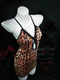 Leopard Print Lace Wrap Dress | Ladies Soft Knit Loungewear Set Wrap Dress Set QXL Purely Seductive Leo XXS