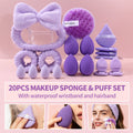 20-Pc Purple Makeup Sponge & Skincare Tool Set | KOSSHOW Makeup Sponge Set QXL PURPLE