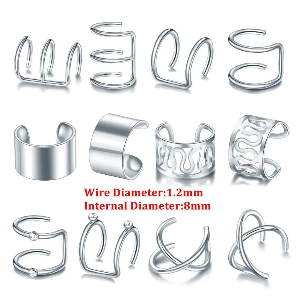 12-Pc Crystal Rhinestone Braid Clips & Non-Piercing Ear Cuffs Hair Jewelry Clips QXL