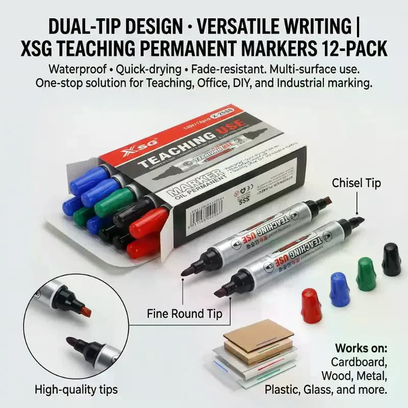 Dual Tip Permanent Marker | Oil-Based Waterproof Multi-Surface Permanent Marker QXL