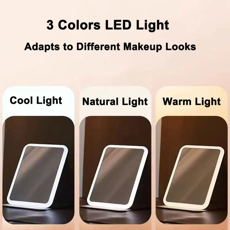 LED Vanity Mirror 3 Color Lights | Foldable USB Rechargeable LED Vanity Mirror QXL