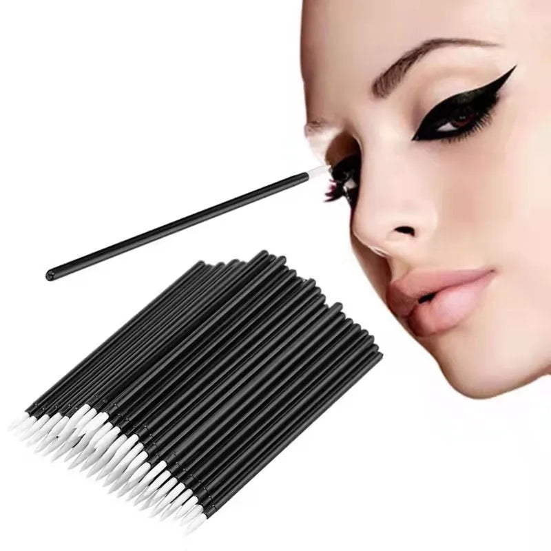 50-Pack Disposable Eyeliner Brushes | Fine Fiber Applicator Wands Disposable Eyeliner Brush QXL