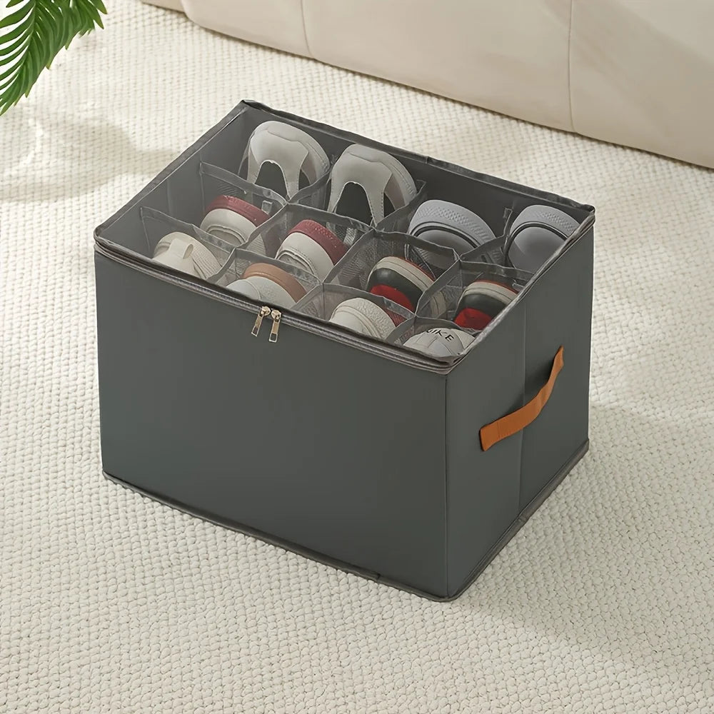 Foldable Dustproof Shoe Storage Box with Lid | Oxford Organizer Shoe Storage Organizer QXL As shown