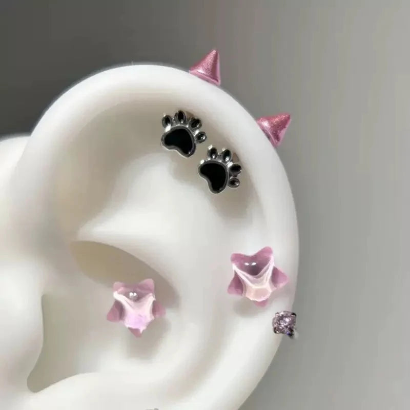 Cat Paw Devil Stud Earrings | Gothic Y2K Zinc Alloy Studs Stud Earrings QXL