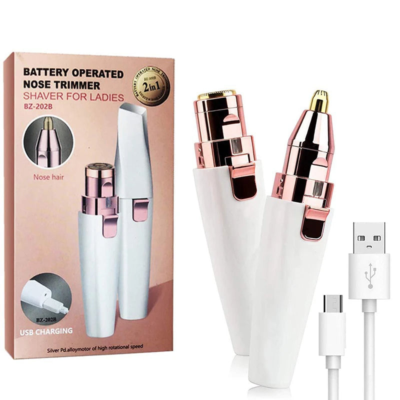 2-in-1 Electric Eyebrow Trimmer & Facial Hair Remover Women Electric Hair Trimmer QXL USB charging