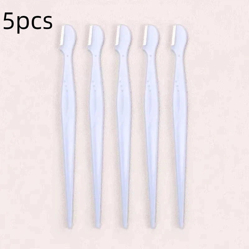 Precision Round Head Eyebrow Trimmers | Stainless Steel 2/3/5-Pack Eyebrow Trimmer QXL 5pcs Light blue
