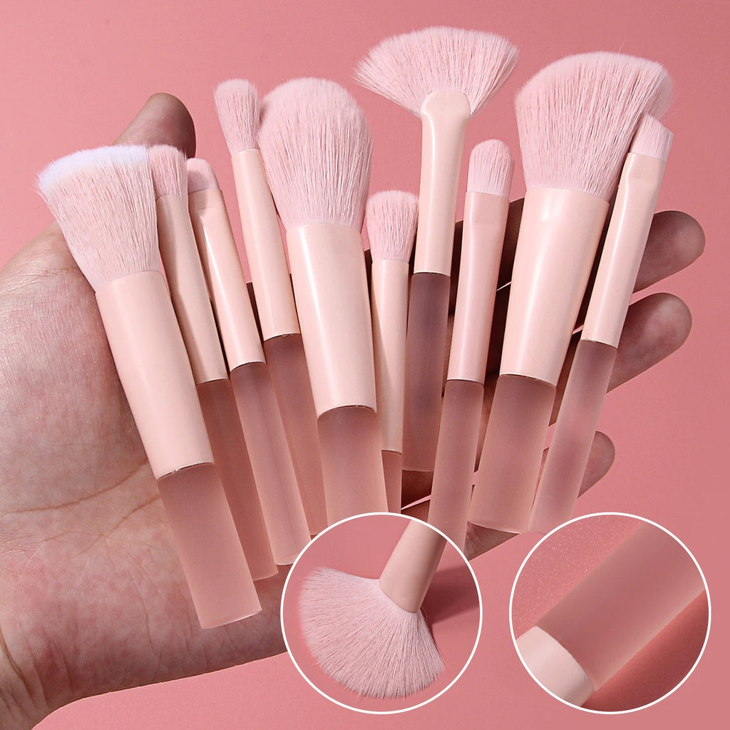 12-Pc Pink Makeup Brush Set with Sponges | KOSSHOW Kit Makeup Brush Set QXL