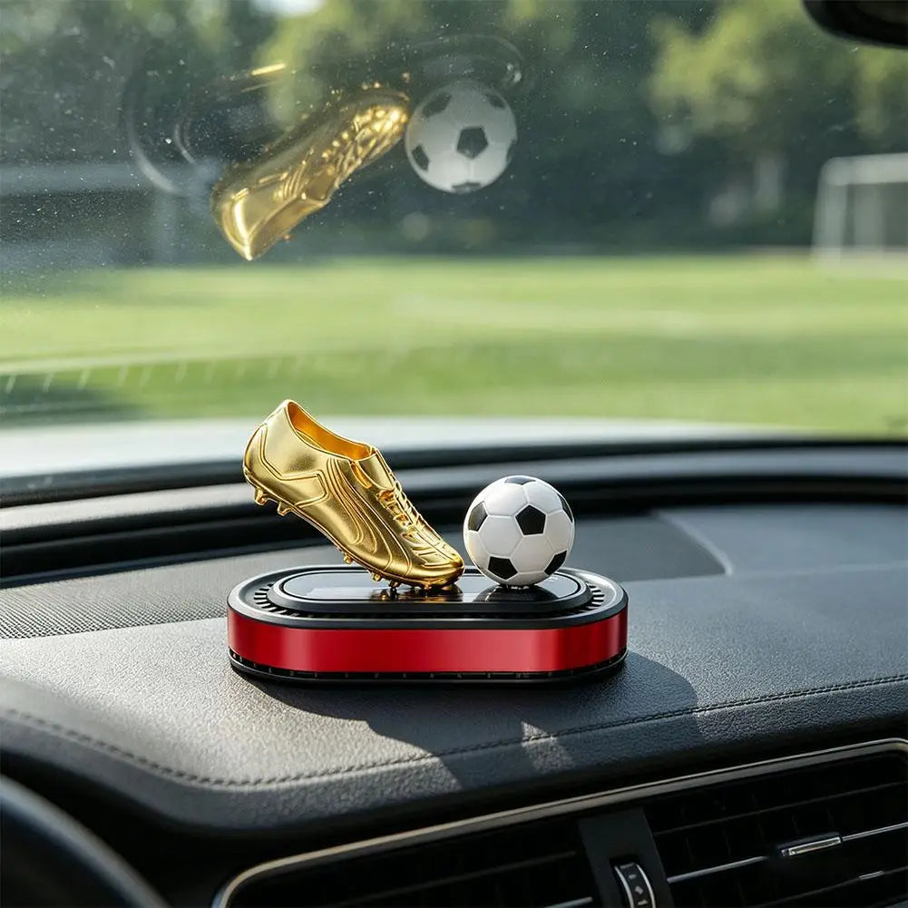 Solar Rotating Football Car Air Freshener | Golden Boot Decor Car Air Freshener QXL
