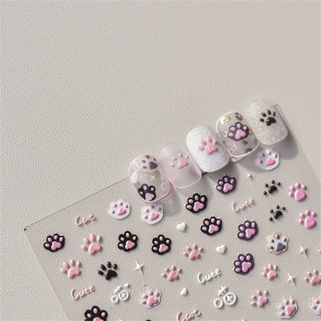 5D Kawaii Cat Claw Nail Art Stickers | Japanese Decals DIY Nail Art Stickers QXL