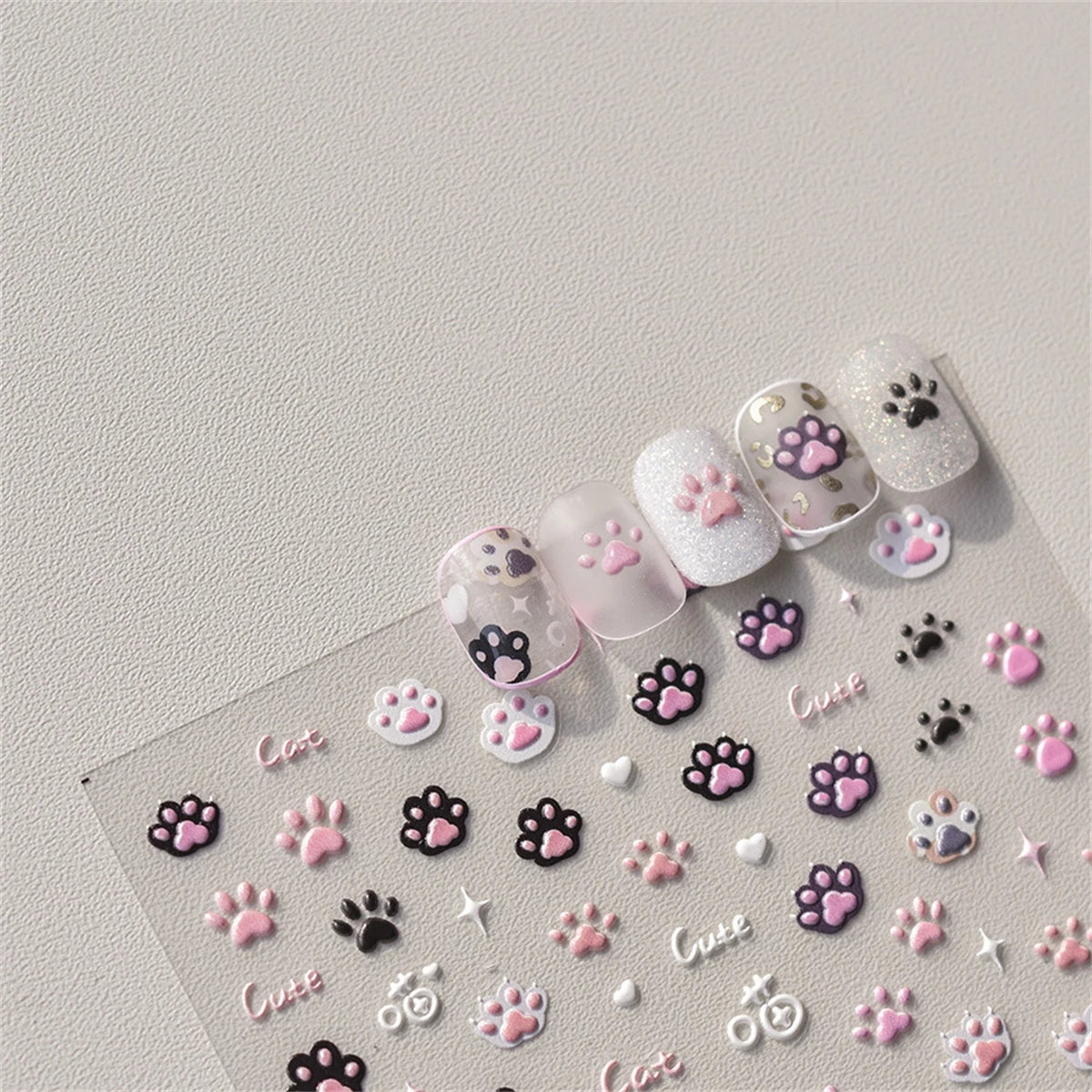5D Kawaii Cat Claw Nail Art Stickers | Japanese Decals DIY Nail Art Stickers QXL