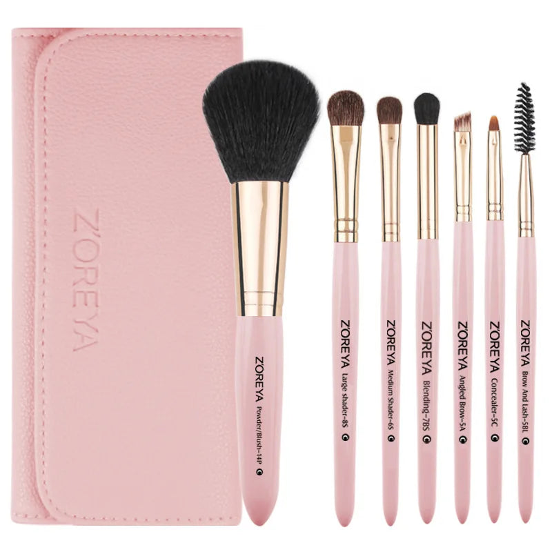 Zoreya 7-Piece Makeup Brush Set | Foundation & Eyeshadow Makeup Brush Set QXL New Pink 7 Makeup Br