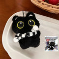 Black Cat Plush Keychain | Soft Stuffed Doll Bag Charm Plush Keychain Charm QXL Black