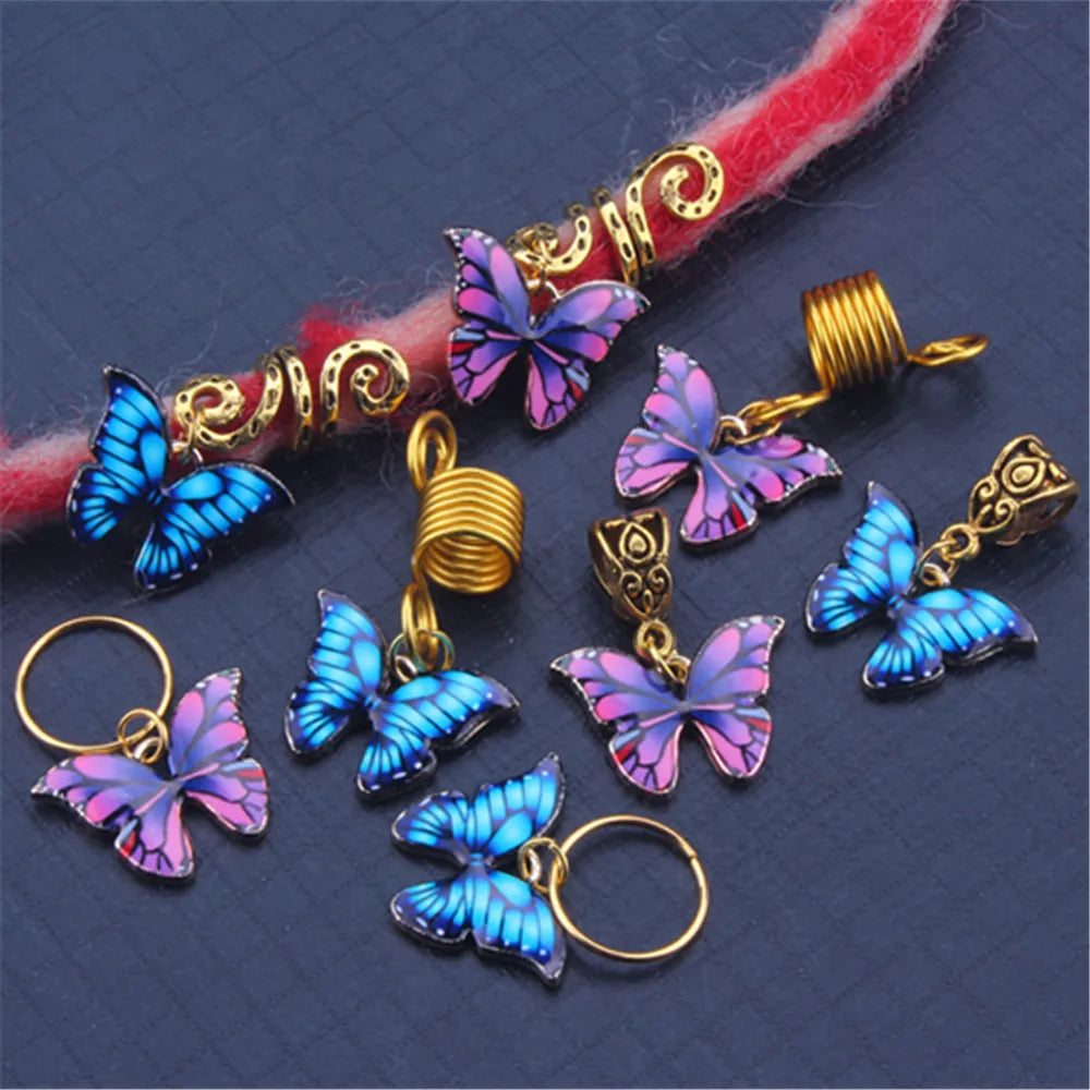 5-Pack Butterfly Dreadlock Hair Rings | Braid & Twist Pendants Dreadlock Hair Rings QXL