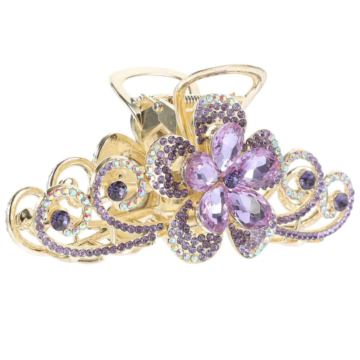 Large Rhinestone Flower Claw Clip | Alloy Hair Jaw Clip Rhinestone Hair Clip QXL