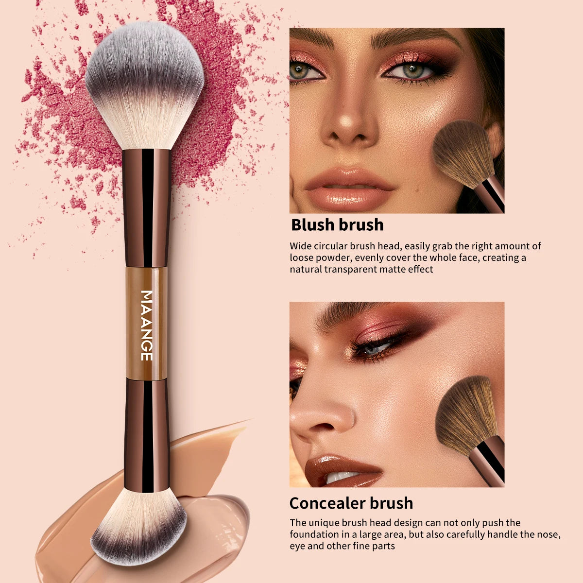MAANGE 9-Pc Double-Ended Makeup Brush Set | Face & Eye Makeup Brush Set QXL