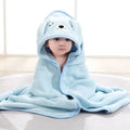 Hooded Baby Bathrobe | Coral Fleece Infant Towel & Swaddle Baby Hooded Bathrobe QXL B324-Blue