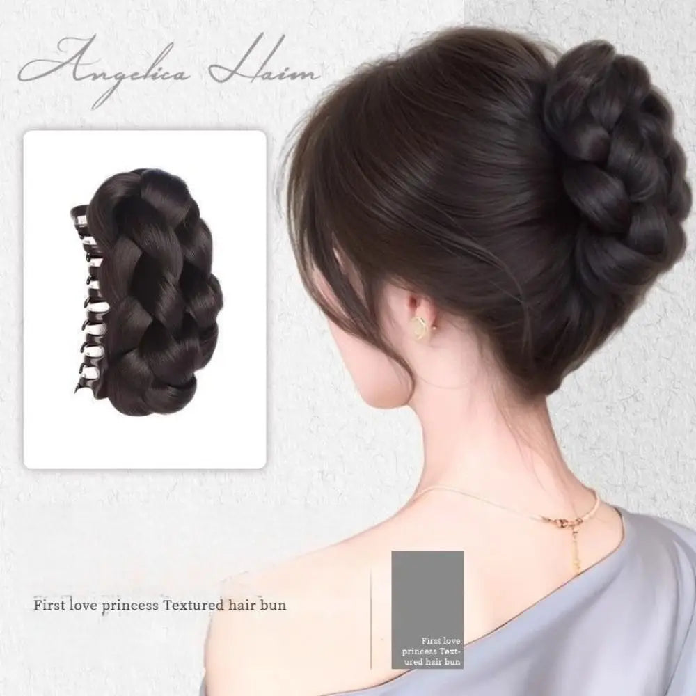 Synthetic Hair Bun Claw Clip | Fluffy Brown & Black Hairpiece Hair Bun Clip QXL