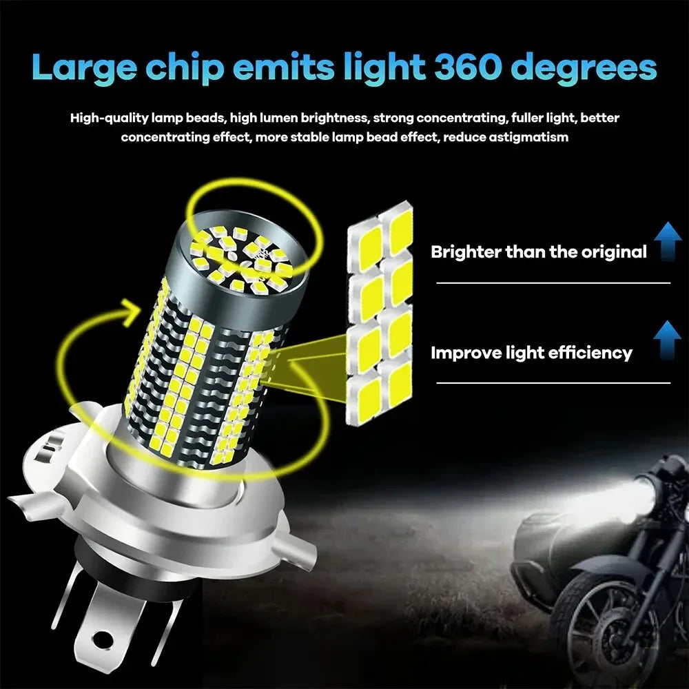 H4 BA20D LED Motorcycle Headlight Bulb 8000LM 12-24V Motorcycle LED Bulb QXL