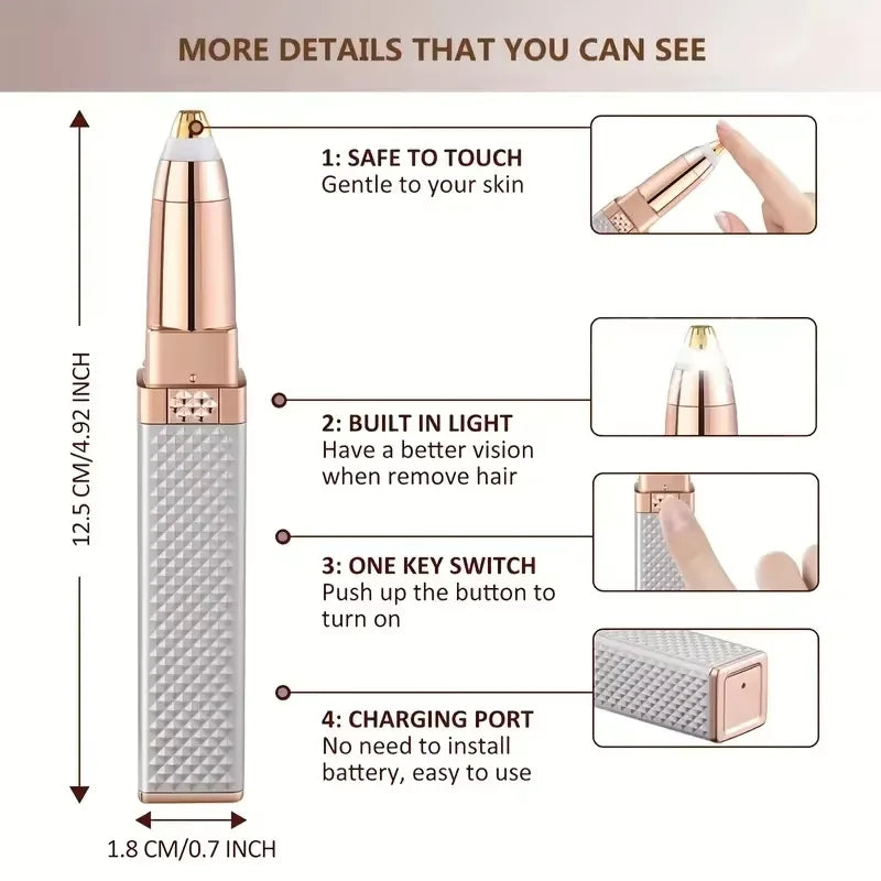 2-in-1 Electric Eyebrow Trimmer & Hair Shaver with LED Light Electric Hair Trimmer QXL