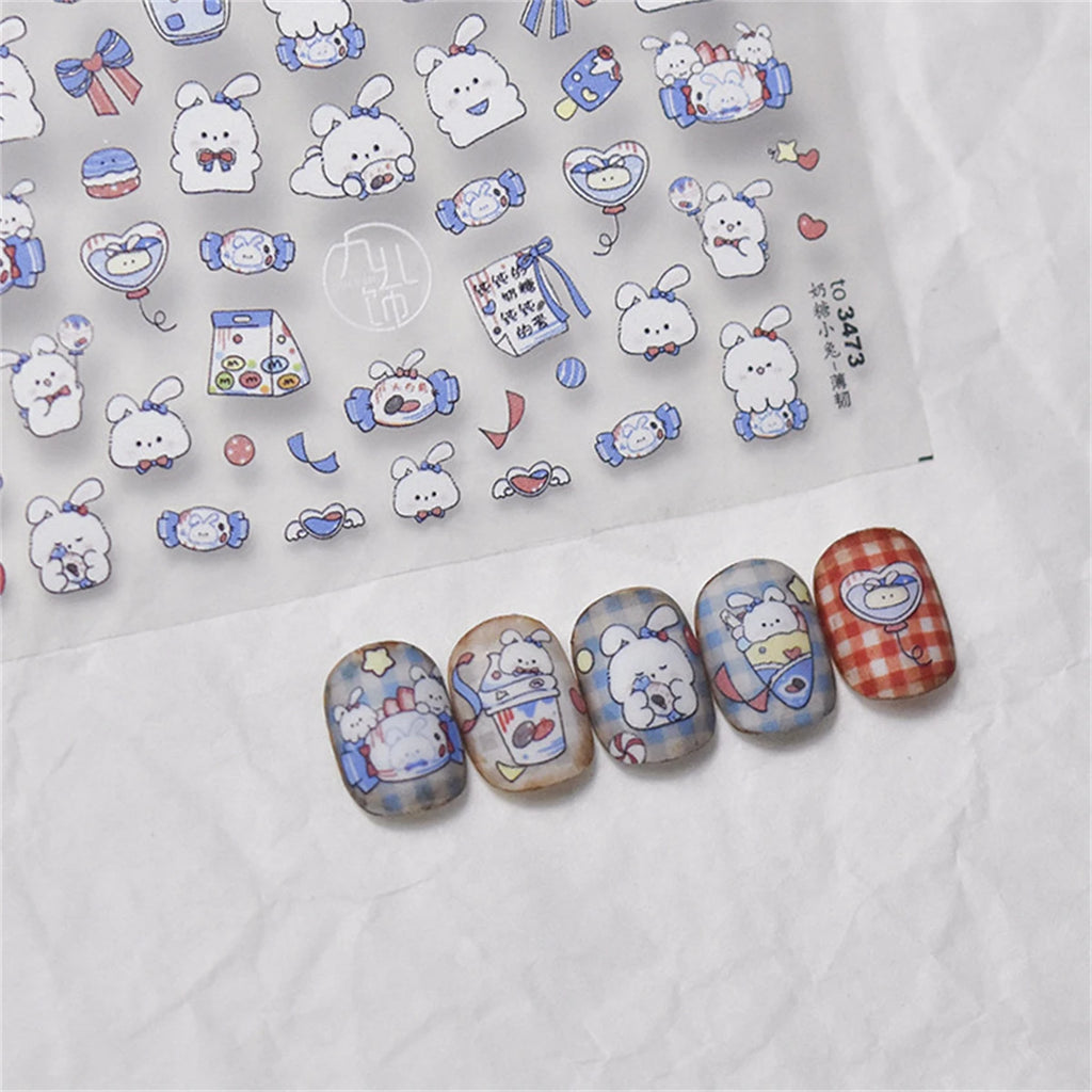 5D Kawaii Rabbit Nail Art Stickers | Self-Adhesive Decals Nail Art Stickers QXL