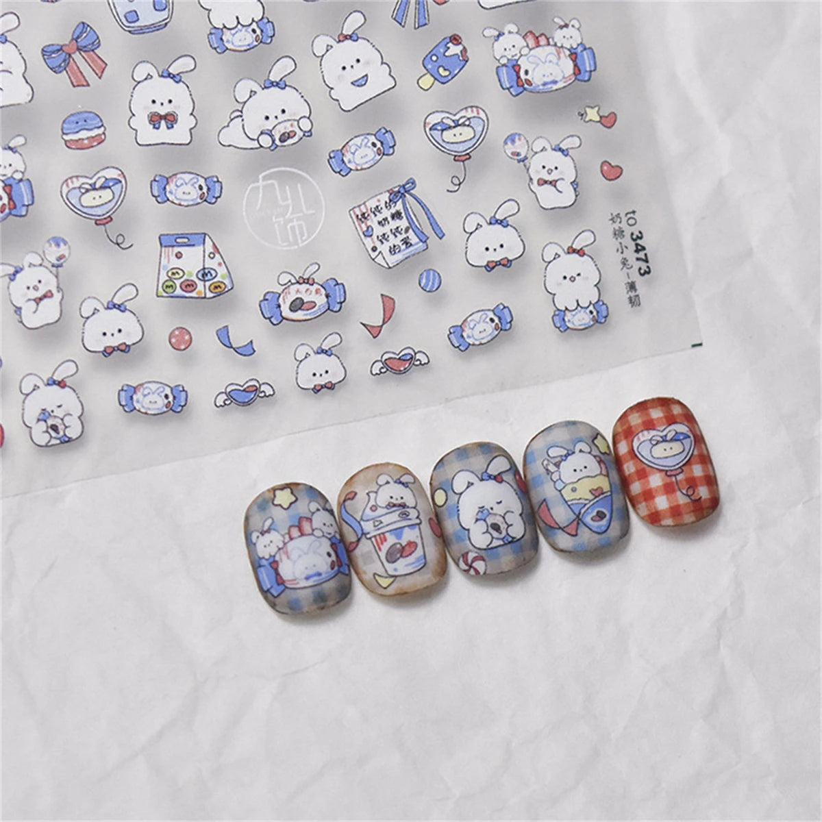 5D Kawaii Rabbit Nail Art Stickers | Self-Adhesive Decals Nail Art Stickers QXL
