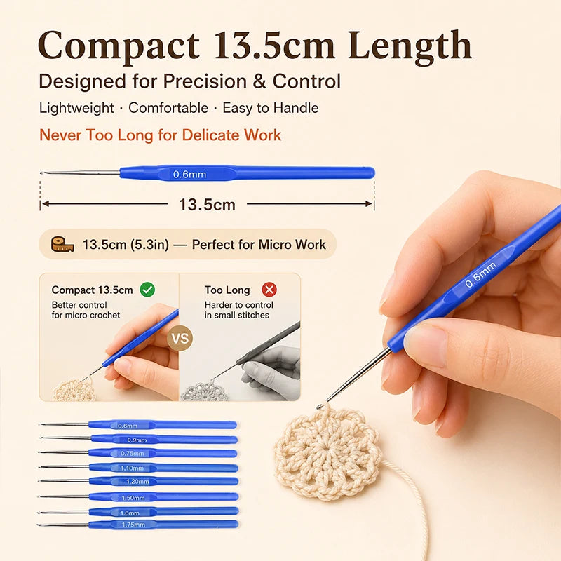 8-Piece Mini Crochet Hook Set | 0.6mm–1.75mm Fine Hooks Crochet Hook Set QXL