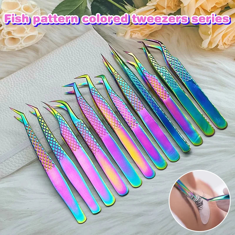 Colorful Anti-Static Eyelash Extension Tweezers | Fish Design Eyelash Tweezers QXL