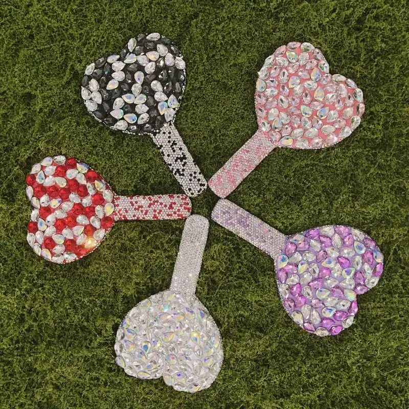 Heart-Shaped Diamond Makeup Mirror | Portable Mini Touch-Up Compact Makeup Mirror QXL