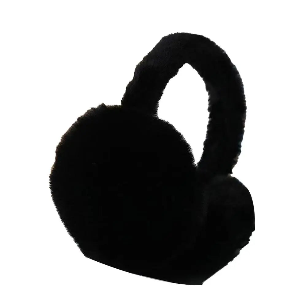 Foldable Faux Fur Earmuffs – Soft Plush Winter Ear Warmers Winter Earmuffs QXL Black