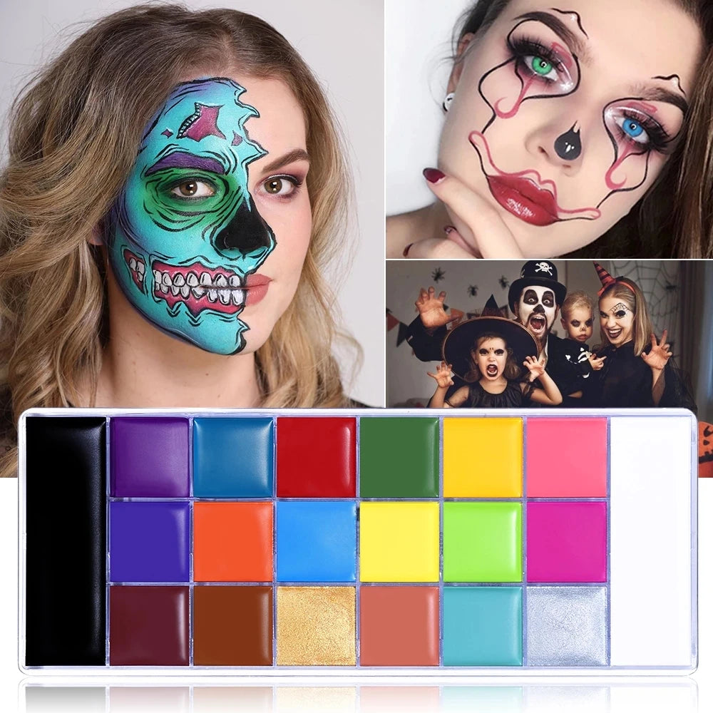 VERONNI 20-Color Halloween Face & Body Paint Kit with Brushes Face & Body Paint Kit QXL
