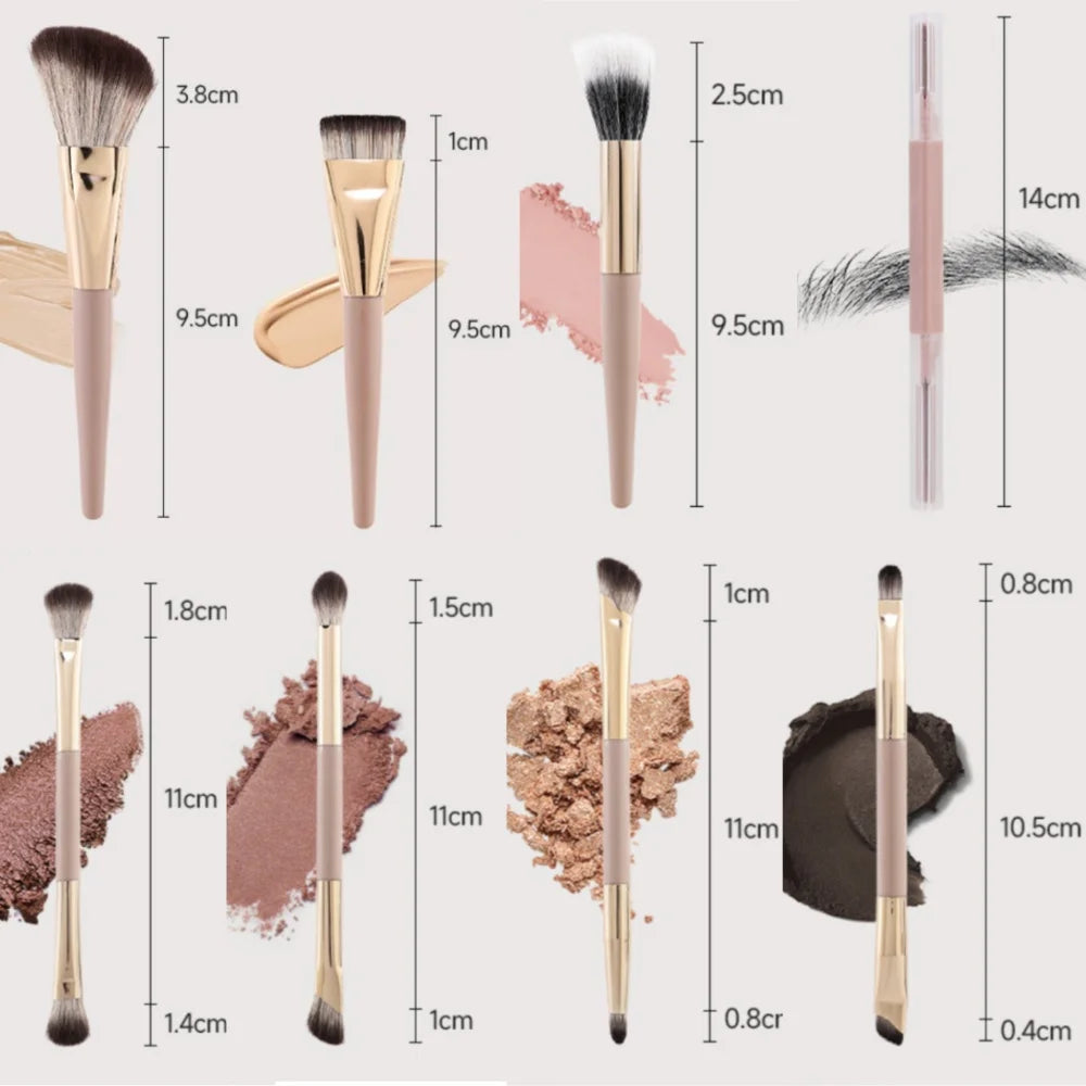 Makeup Brush Set – Foundation, Contour & Eyeshadow + Case Makeup Brush Set QXL