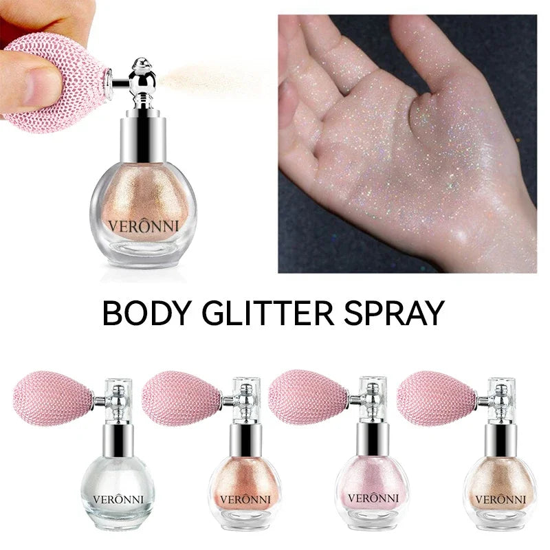 VERONNI Body Shimmer Spray Powder | Glitter Highlight Makeup Body Shimmer Spray QXL