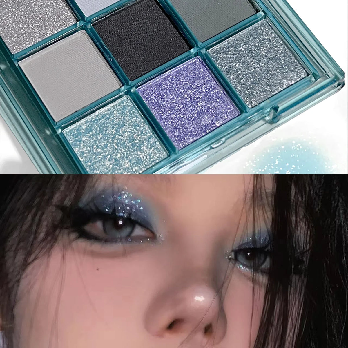 JUJU Dream Ice Blue Shimmer Glitter Eyeshadow Palette 8+ Colors Eyeshadow Palette QXL