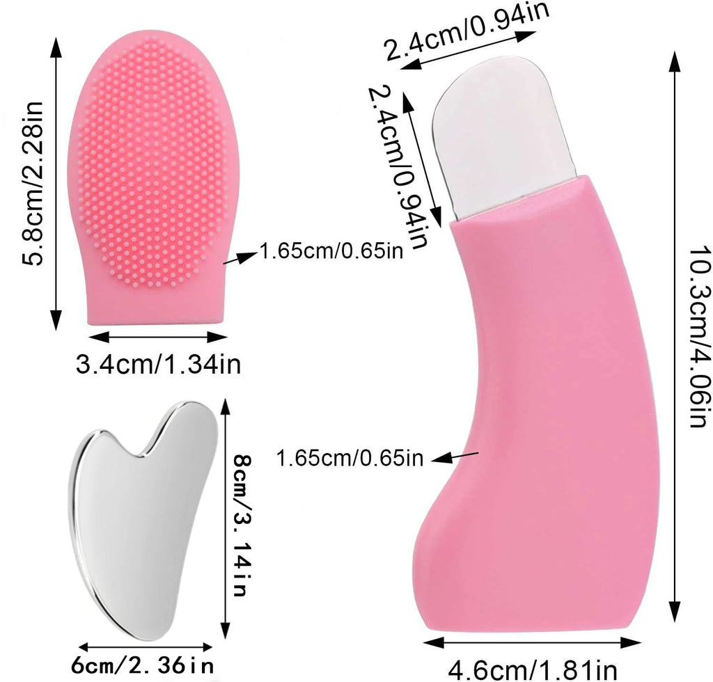 3-Piece Facial Massage Set – Silicone Brush, Cupping & Ice Roller Facial Massage Set QXL