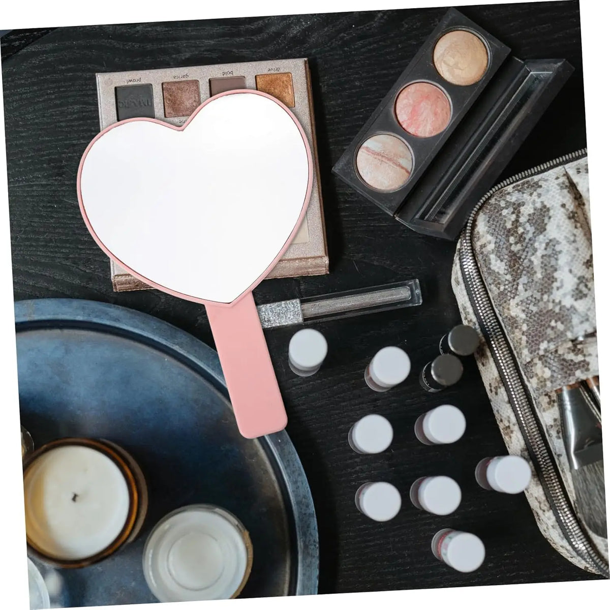 Heart-Shaped HD Eyelash Inspection Mirror | Handheld Vanity Handheld Vanity Mirror QXL