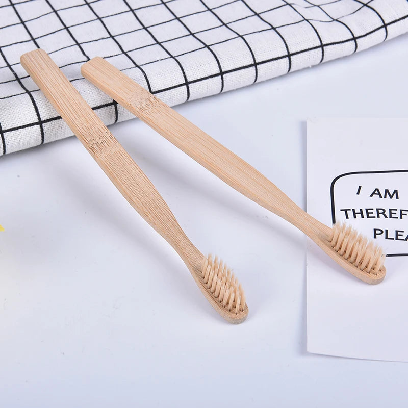 10-Pack Bamboo Toothbrushes | Soft Fibre Eco Wooden Handle Bamboo Toothbrush Set QXL